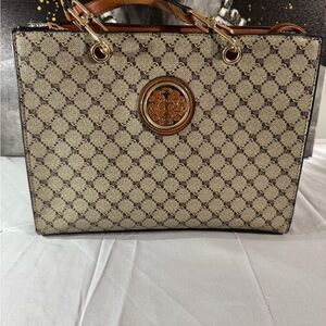 Elegant Beige and Brown Tote Bag